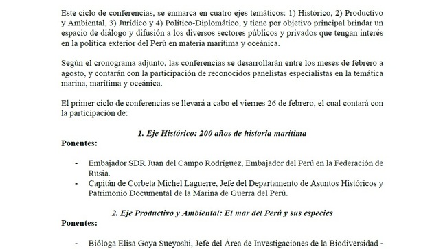 Ciclo de Conferencias “El Perú y el mar: hacia una Política Exterior Oceánica”