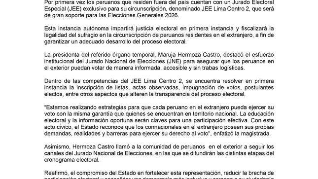 Peruanos en el exterior ya cuentan con su primer Jurado Electoral Especial