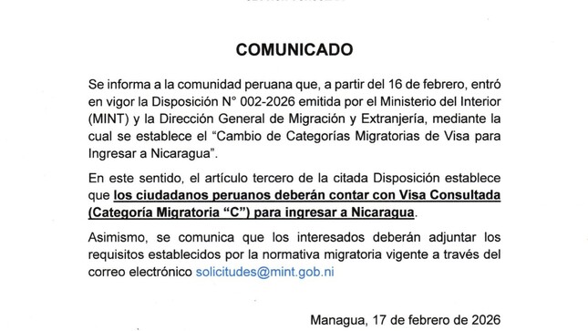 Comunicado sobre Cambio de Categoría Migratorias de visa