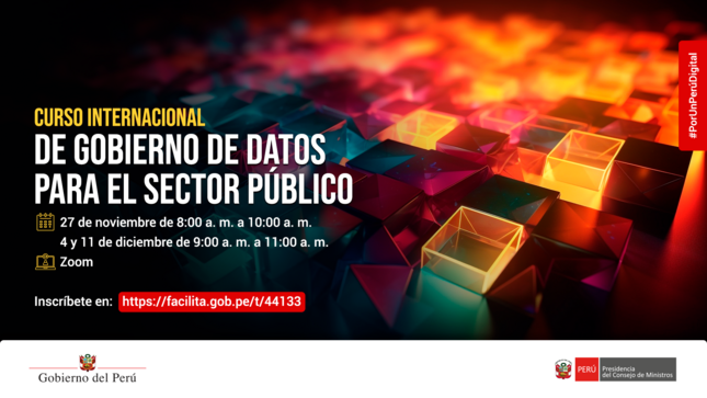 Banner con detalles del Curso Internacional en Gobierno de Datos