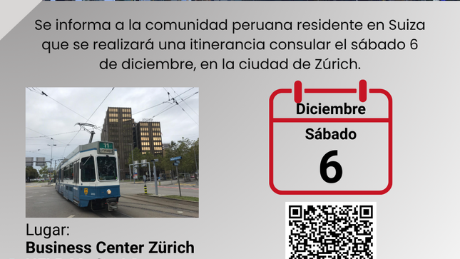 Información sobre atención itinerante en Zúrich, el 6 de diciembre de 2025