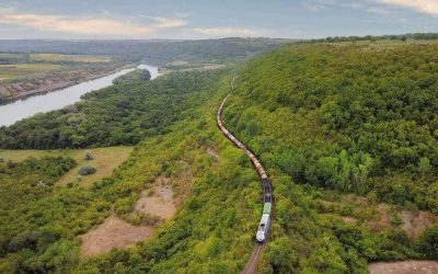 Aerial drone view rail infrastructure system